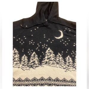 Cupcakes & Cashmere Women’s Holiday Winter Sweater Hood Black Blue White